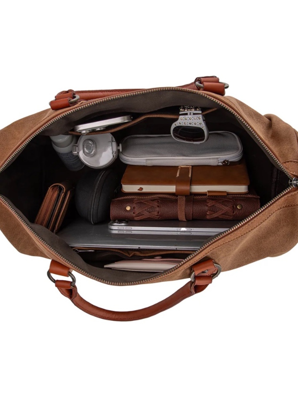 Trinity Ranch Floral Aztec Tooled Collection Weekender Bag Brown - Picture 7 of 8